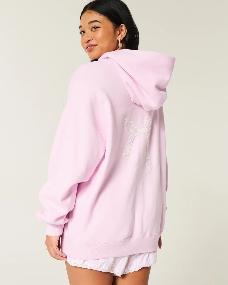 Oversized Bow Graphic Hoodie