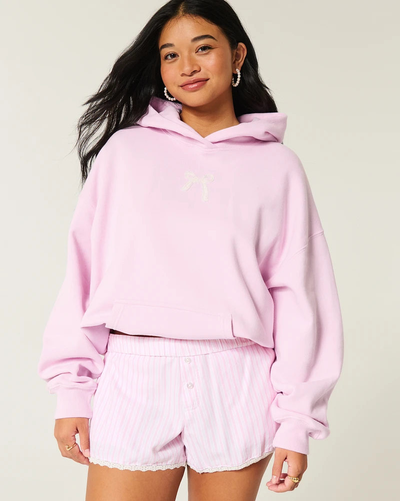 Oversized Bow Graphic Hoodie