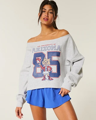 Easy Double Off-the-Shoulder University of Arizona Graphic Sweatshirt