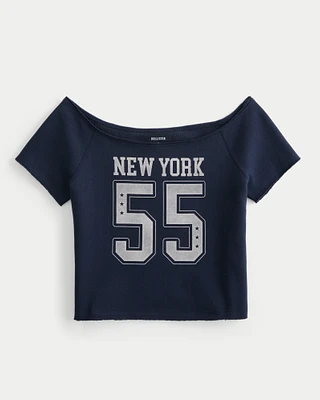 Easy Off-the-Shoulder New York Graphic Sweatshirt