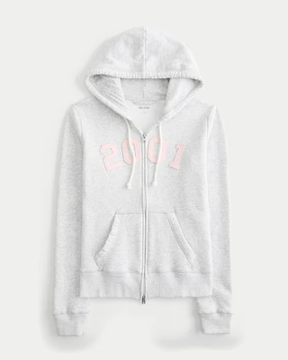 Y2K Zip-Up Graphic Hoodie