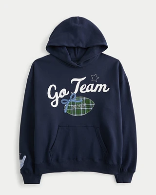 Oversized Go Team Graphic Hoodie