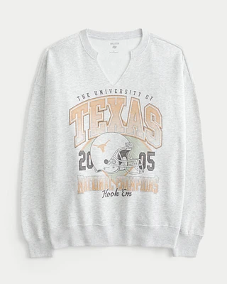 Oversized University of Texas Graphic Notch-Neck Sweatshirt