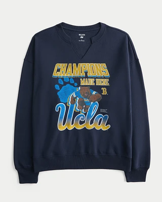 Oversized UCLA Graphic Notch-Neck Sweatshirt