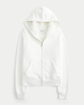 Faux Fur-Lined Zip-Up Hoodie
