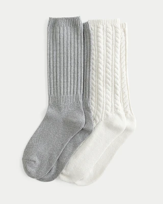 Cable-Knit Socks 2-Pack