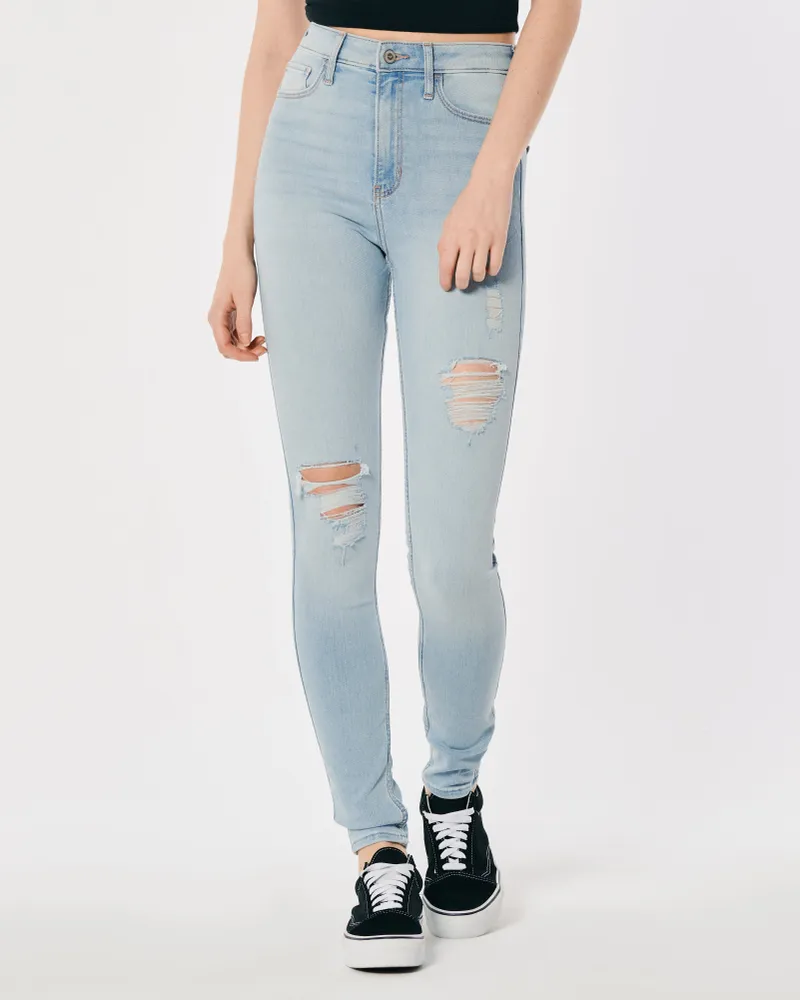 Ultra High-Rise Light Wash Baggy Jeans