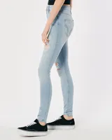 Ultra High-Rise Ripped Light Wash Super Skinny Jeans