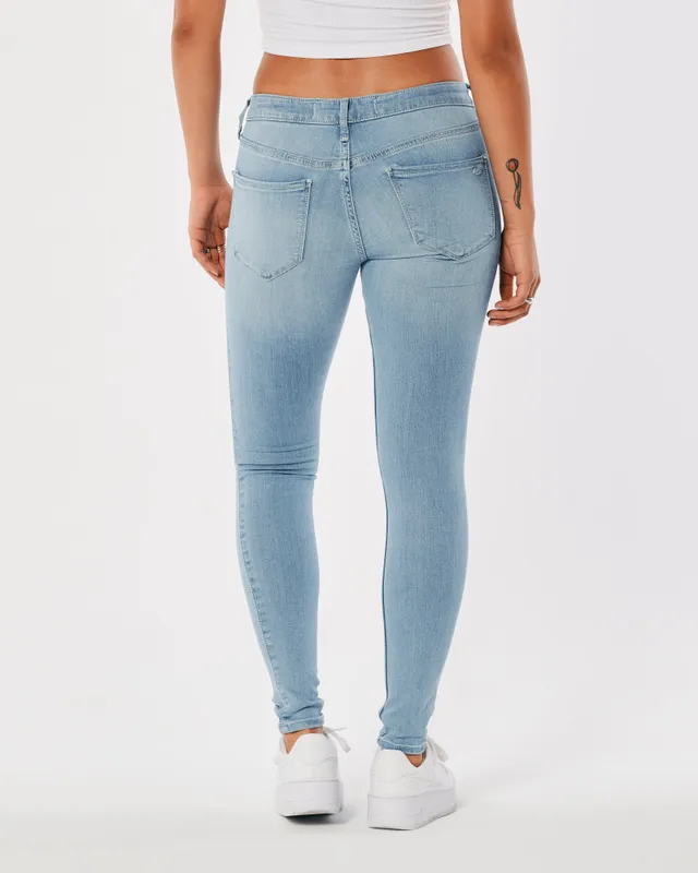 Hollister low rise relaxed baggy jean in light wash blue