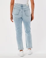 Ultra High-Rise Ripped Light Wash Mom Jeans