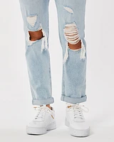 Ultra High-Rise Ripped Light Wash Mom Jeans