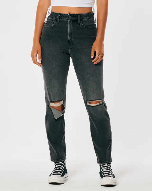 Hollister Ultra High-Rise Washed Black Mom Jeans