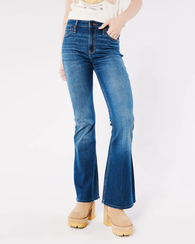 Hollister High-Rise Red Flare Jeans