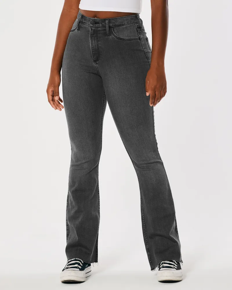 Hollister Curvy High-Rise Faded Black Flare Jeans