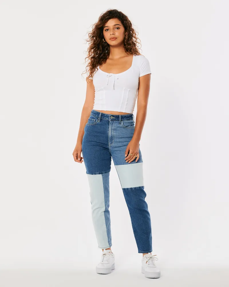 Ultra High-Rise Washed Black Mom Jeans