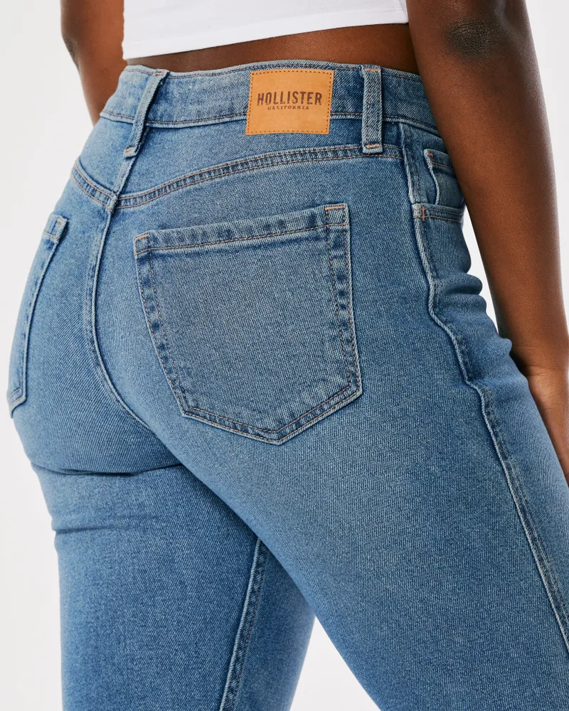 Hollister Ultra High-Rise Ripped Medium Wash Mom Jeans
