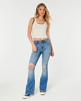 High-Rise Ripped Medium Wash Flare Jeans