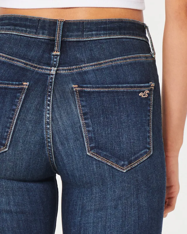 Hollister Mid-Rise Ripped Medium Wash Jean Leggings