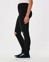 Ultra High-Rise Ripped Black Super Skinny Jeans