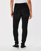 Ultra High-Rise Ripped Black Super Skinny Jeans