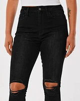 Ultra High-Rise Ripped Black Super Skinny Jeans