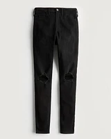 Ultra High-Rise Ripped Black Super Skinny Jeans