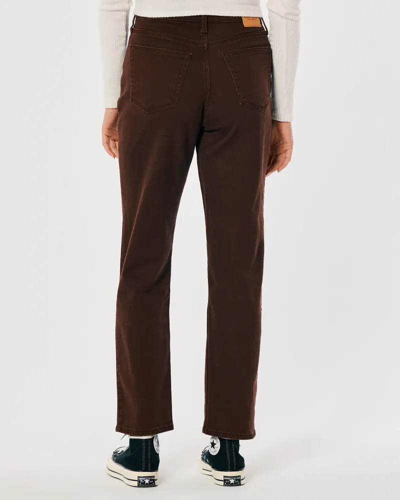 Ultra High-Rise Brown Ankle Straight Jeans