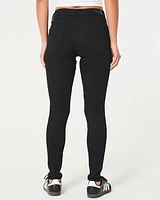 High-Rise Ripped Black Super Skinny Jeans