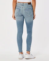 High-Rise Ripped Light Wash Super Skinny Jeans