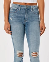 High-Rise Ripped Light Wash Super Skinny Jeans