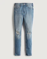 High-Rise Ripped Light Wash Super Skinny Jeans