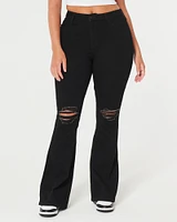 Curvy High-Rise Ripped Medium Wash Flare Jeans