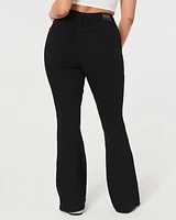 Curvy High-Rise Ripped Black Flare Jeans