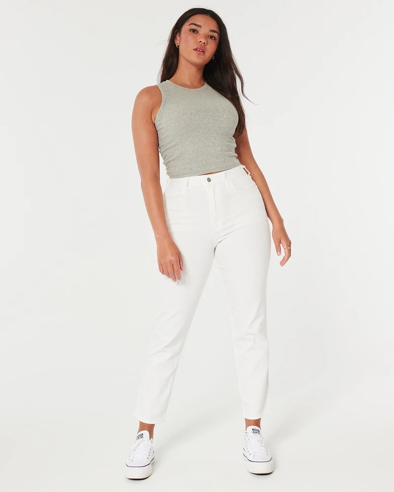 Curvy Ultra High-Rise White Mom Jeans