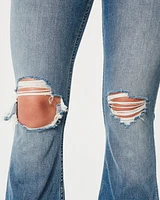 Curvy High-Rise Ripped Medium Wash Flare Jeans