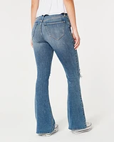 Curvy High-Rise Ripped Medium Wash Flare Jeans