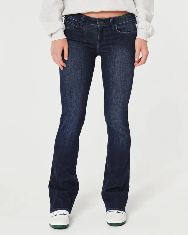 Hollister Low-Rise Cream Premium Wide Leg Jeans