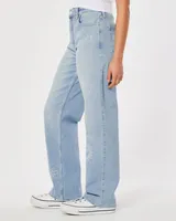 Ultra High-Rise Light Wash Printed Dad Jeans