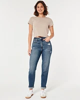 Curvy Ultra High-Rise Ripped Dark Wash Mom Jeans