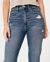 Curvy Ultra High-Rise Ripped Dark Wash Mom Jeans