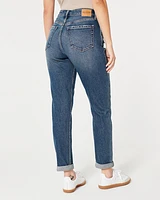 Curvy Ultra High-Rise Ripped Dark Wash Mom Jeans