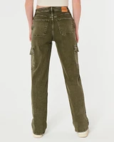 Ultra High-Rise Olive Green Cargo Dad Jeans