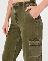 Ultra High-Rise Olive Green Cargo Dad Jeans