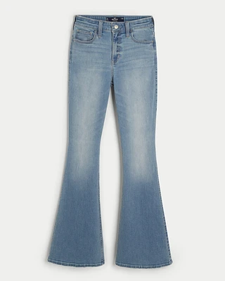 High-Rise Ripped Medium Wash Flare Jeans