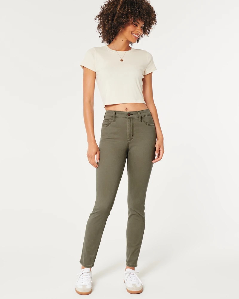 High-Rise Olive Green Super Skinny Jeans