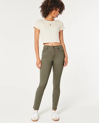 High-Rise Olive Green Super Skinny Jeans