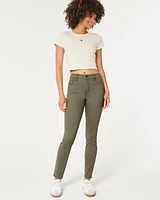 High-Rise Olive Green Super Skinny Jeans