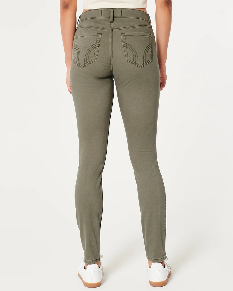 High-Rise Olive Green Super Skinny Jeans