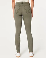 High-Rise Olive Green Super Skinny Jeans
