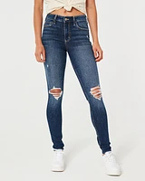 High-Rise Ripped Dark Wash Super Skinny Jeans